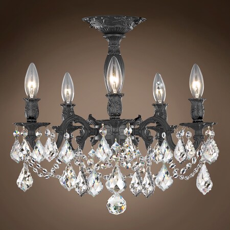 Joshua Marshal Versailles 5 Light Led 18 Dark Bronze Semi Flushmount Clear Swarovski 701593-054